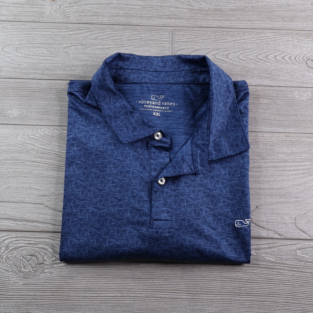 Vineyard Vines Performance Polo Golf Shirt Men's XXL All Over Print Whale Logo